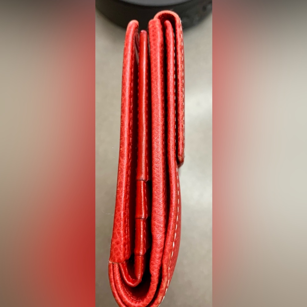 Loewe Anagram Tri-fold Compact Wallet Red Leather - EUC - Picture 10 of 11